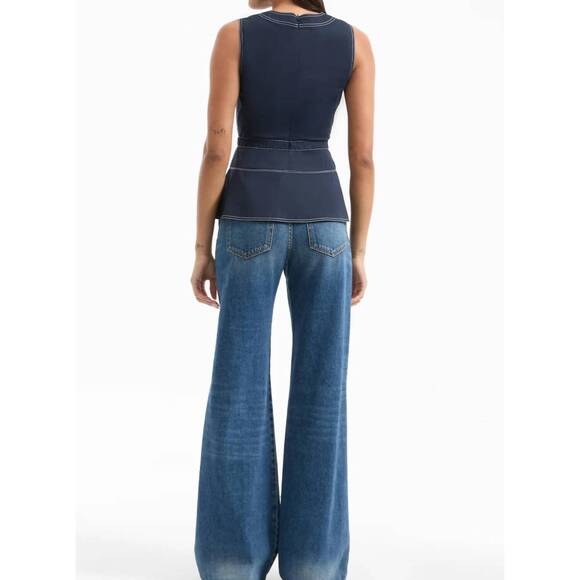 NEW VERONICA BEARD nickleby top in navy - Picture 3 of 5